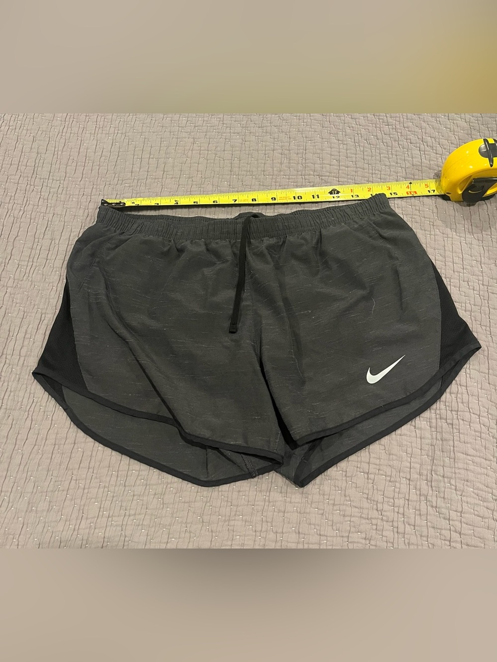 Nike Dri Fit Black Heathered Running Shorts with Liner - Size Medium